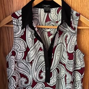 Ann Taylor Petite Maroon Paisley Dress.